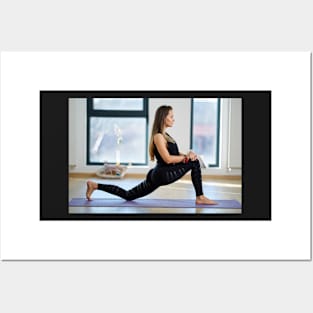 Woman in various yoga postures Posters and Art